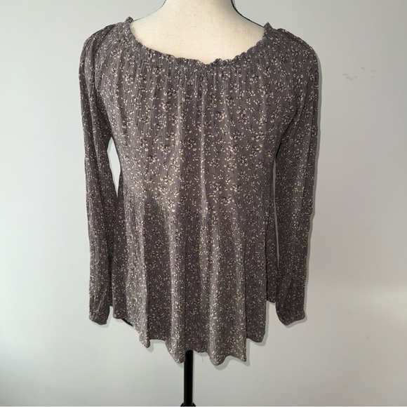 Hashttag in trend long sleeves Grey Floral Women's Boho Peasant Blouse size XS - Picture 3 of 11